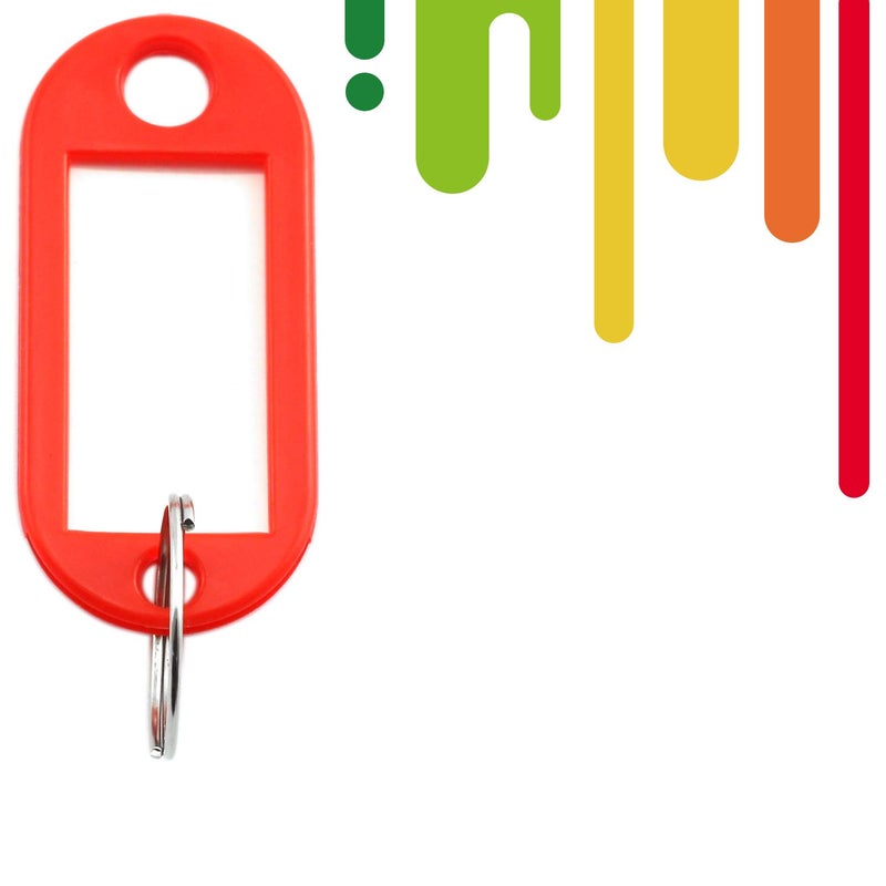 Lind Kitchen 40pcs Red Key Ring Label Tags Plastic Keys Holder and Identifier Name Number Address Information Label Card for Keys ID 5x2.2cm - Image 2